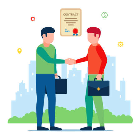 dos personas dandose la mano en señal de negociación