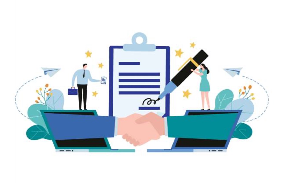 dos personas dandose la mano en señal de negociación